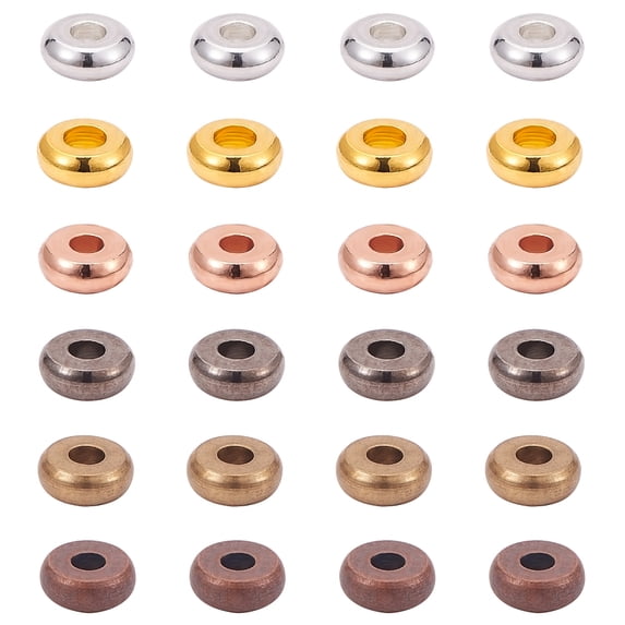 4mm Metal Heishi Beads 300pcs 6 Color Smooth Flat Spacer Beads Disc Heishi Spacer Charm Beads Connector for Polymer Clay Heishi Disc Bracelet Necklace Making DIY