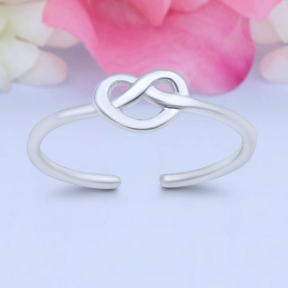 4mm Mini Pretzel Heart Toe Band Ring 925 Sterling Silver Thin Adjustable Rings For Women