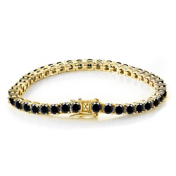 4mm Moissanite Tennis Bracelets Women Gold Bracelets Round Cut D Color VVS1 Clarity Black Diamond Tennis Bracelets 925 Sterling Silver Bracelets for Women(6-9 inchs)