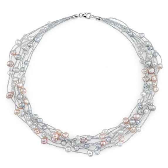 4mm Multicolor Freshwater Cultured Pearl Lilly Necklace