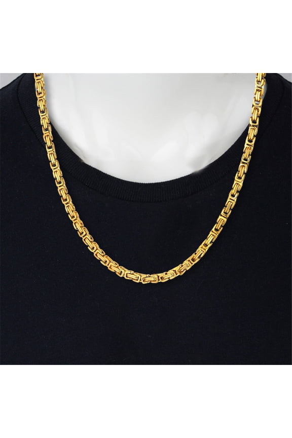 4mm Punk Male 14K White Gold Byzantine Box Link Chain Necklace for Women Men Vintage Fashion Jewelry Gifts