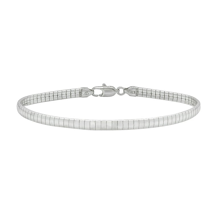4mm Rhodium Plated Silver Flat Omega Chain Link Bracelet 7 inches Walmart