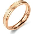 thumbnail image 1 of 4mm Rose Gold Sandblasting Rings Stainless Steel Wedding Band for Men Women Size 6-11, 1 of 6