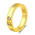 thumbnail image 1 of 4mm Rose Gold/Silver/Gold Band Women Titanium Steel AAA CZ Wedding Rings Sz 6-10, 1 of 5