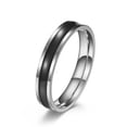 thumbnail image 1 of 4mm Rose Gold/Silver Stainless Steel Band Women's White/Black Ring Sz 5-9, 1 of 9