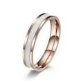 thumbnail image 1 of 4mm Rose Gold/Silver Stainless Steel Band Women's White/Black Ring Sz 5-9, 1 of 8