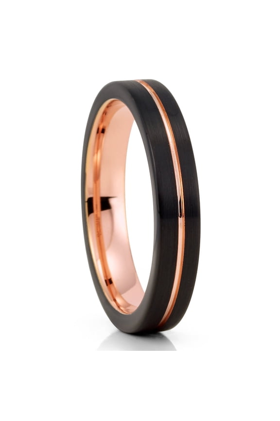 4mm Rose Gold Tungsten Ring,Engagement Ring,Tungsten Carbide Ring,Black Tungsten Ring,Ladies Ring