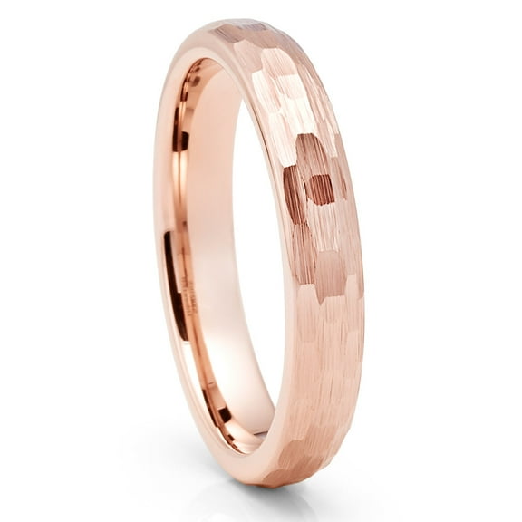 4mm Rose Gold Wedding Ring,Tungsten Wedding Ring,Engagement Ring,Hammered Wedding Ring,Rose Gold