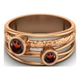 thumbnail image 1 of 4mm Round Garnet Handmade Split Shank Band 925 Sterling Silver Rose Vermeil Dual Stone Women Mother's Day Gift Ring, 1 of 4