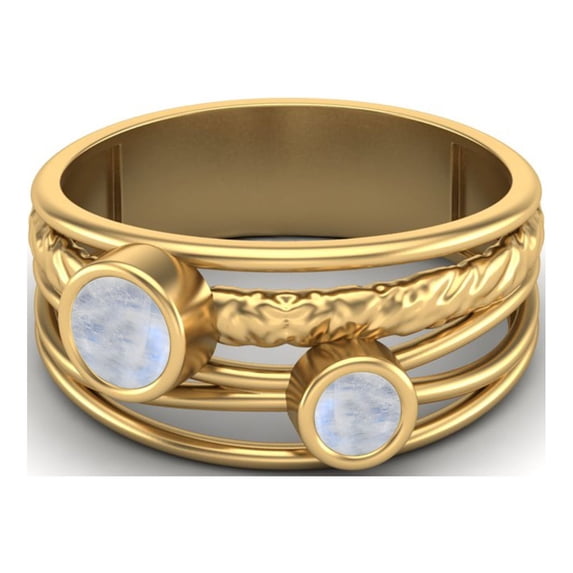4mm Round Rainbow Handmade Split Shank Band 925 Sterling Silver Gold Vermeil Dual Stone Women Mother's Day Gift Ring