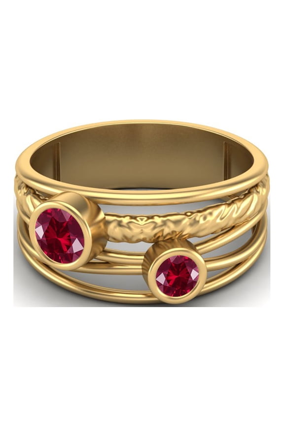 4mm Round Ruby Glass Field Handmade Split Shank Band 925 Sterling Silver Gold Vermeil Dual Stone Women Valentines Day Gifts Ring