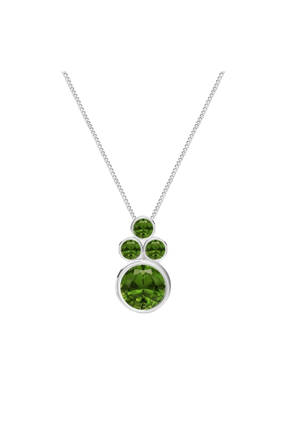 4mm Round Shape Peridot 925 Sterling Silver Tiny Women Valentines Day Gifts Pendant Necklace