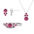 thumbnail image 1 of 4mm Round Shape Pink Tourmaline 925 Sterling Silver Valentines Day Gifts Ring Earrings Pendant Set Ring Size 7, 1 of 5