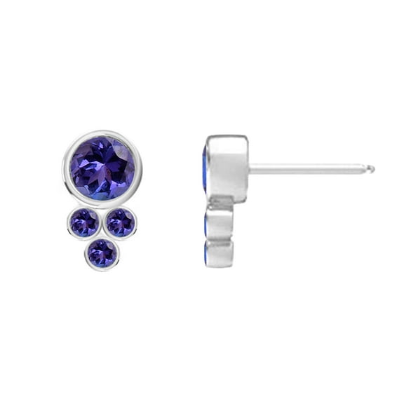 4mm Round Shape Tanzanite 925 Sterling Silver Tiny Stud Valentines Day Gifts Earrings