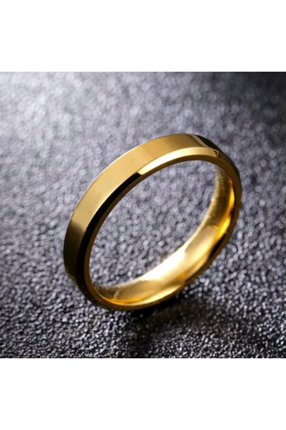 4mm Silver/Black Thin Band AAA Rings Men Women's Stainless Steel Engagement Ring