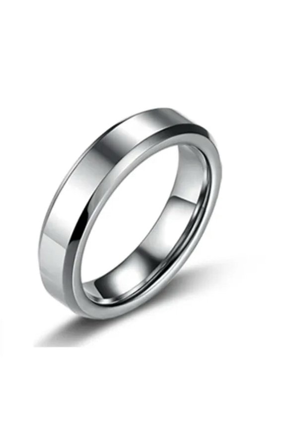 4mm Silver/Black Thin Band AAA Rings Men Women's Stainless Steel Engagement Ring