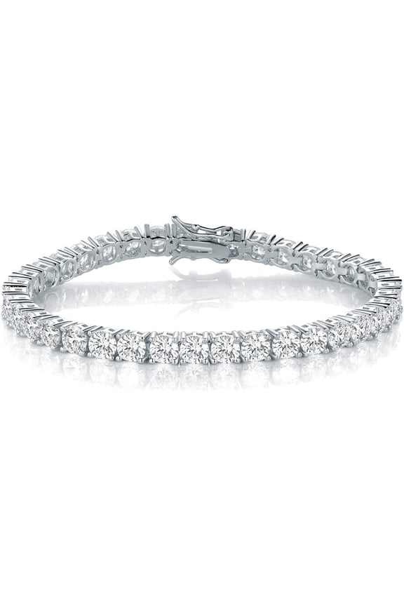 4mm Simulated Diamond Tennis Bracelet for Women 925 Sterling Silver Cubic Zirconia Couples CZ Bangle Bracelet Anklet Mens Best Friendship Hypoallergenic Jewelry Gifts 6 inches