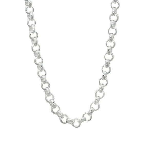 4mm Solid .925 Sterling Silver Round Rolo Chain Necklace, 30 inches + Gift Box