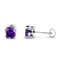 thumbnail image 1 of 4mm Solitaire Screw Back Stud Earring Round Simulated CZ Solid 925 Sterling Silver, 1 of 5