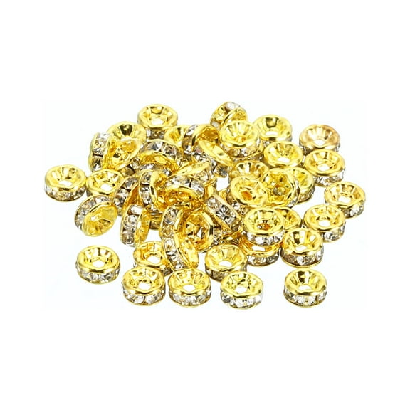 4mm Spacer Beads, 100pcs Bead Spacers Rhinestone Round Bulk Beads for Jewelry Making, Gold