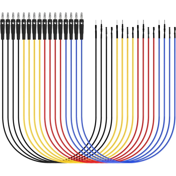 4mm Stackable Banana Plug Jumper Wires, 16PCS Male to Female Test Leads with 4 Connector Types, Automotive Circuit Test & Electrical Lab Testing Wires for Car Sensor, Multimeter, Breadboard
