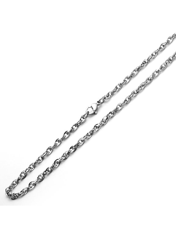 4mm Stainless Steel Chain Necklaces Double Loop Welded Link Chain ( Available Length 18", 20", 24")