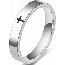 4mm Stainless Steel Christian Cross Classic Plain Wedding Band Statement Anniversary Ring