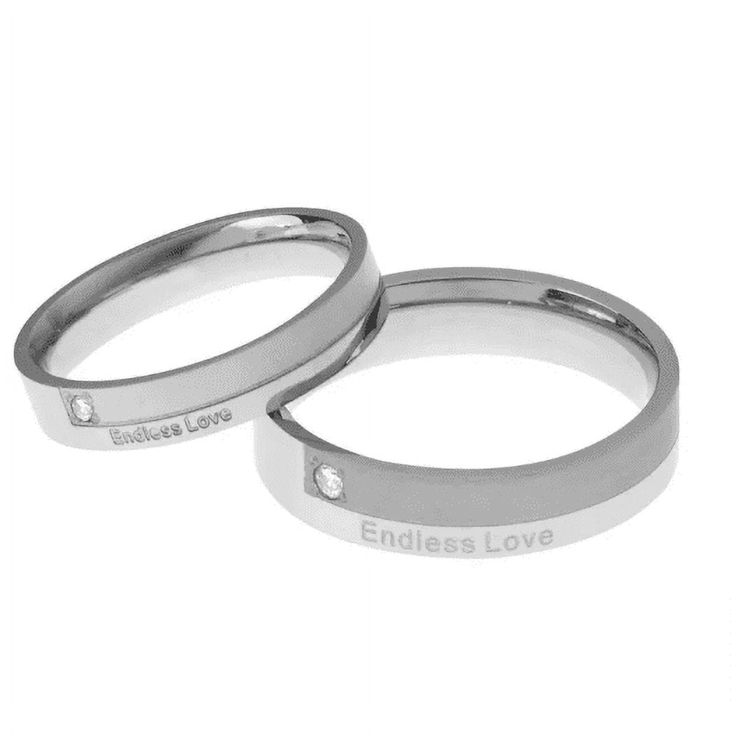 4mm Stainless Steel Men & Women Wedding Rings Set and Beveled Endless Love His and Hers