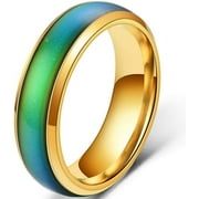 SOHINDEL 4mm Stainless Steel Mood Ring Emotion Temperature Color Changing Ring for Men Women Boys Girls Wedding Band