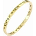 thumbnail image 1 of 4mm Stainless Steel Open Clasp Roman Numbers Cubic Zircon Filled Bangle Bracelet, 1 of 5