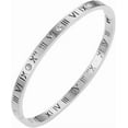 thumbnail image 1 of 4mm Stainless Steel Open Clasp Roman Numbers Cubic Zircon Filled Bangle Bracelet, 1 of 5