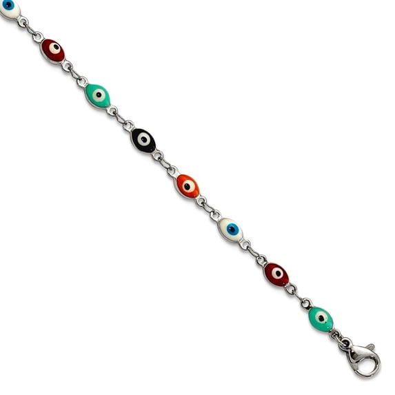 4mm Stainless Steel Polished Enameled Eyes Anklet Plus 1 Inch Extension 9 Inch Anklet for Women
