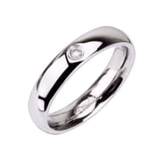 4mm Stainless Steel Single CZ Mirror Polished Classic Wedding Ring