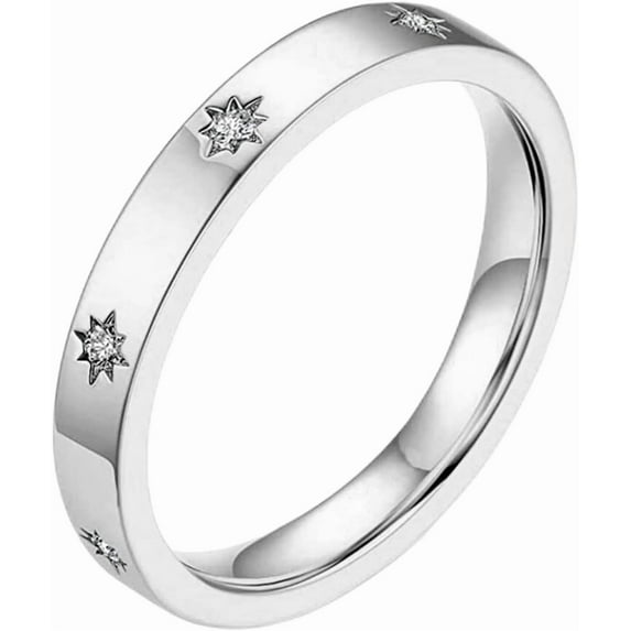 4mm Stainless Steel Stackable Eternity Style Wedding Band Statement Cocktail Party Ring