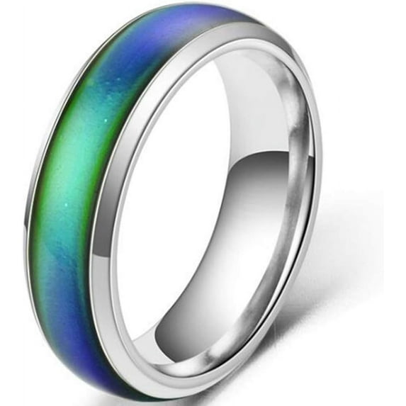 4mm Stainless Steel Temperature Sensative Color Changing Wedding Band Mood Ring