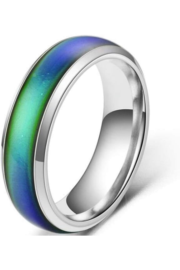 4mm Stainless Steel Temperature Sensative Color Changing Wedding Band Mood Ring