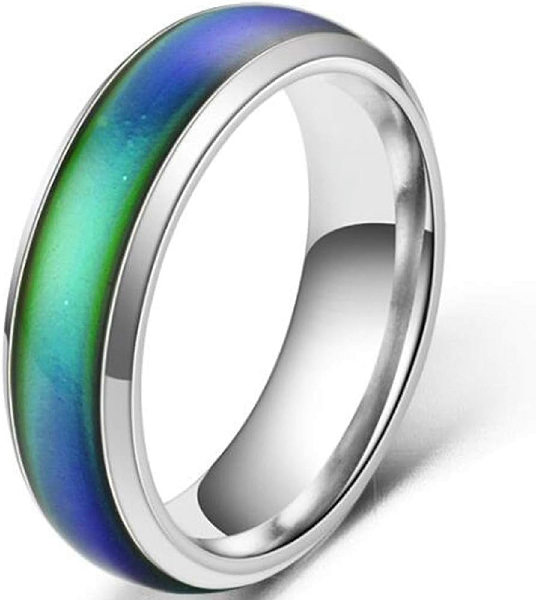 4mm Stainless Steel Temperature Sensative Color Changing Wedding Band Mood Ring