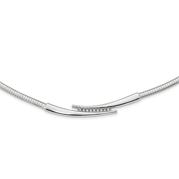 4mm Sterling Silver Rhodium-plated Cubic Zirconia Cubetto Necklace - 17 Inch