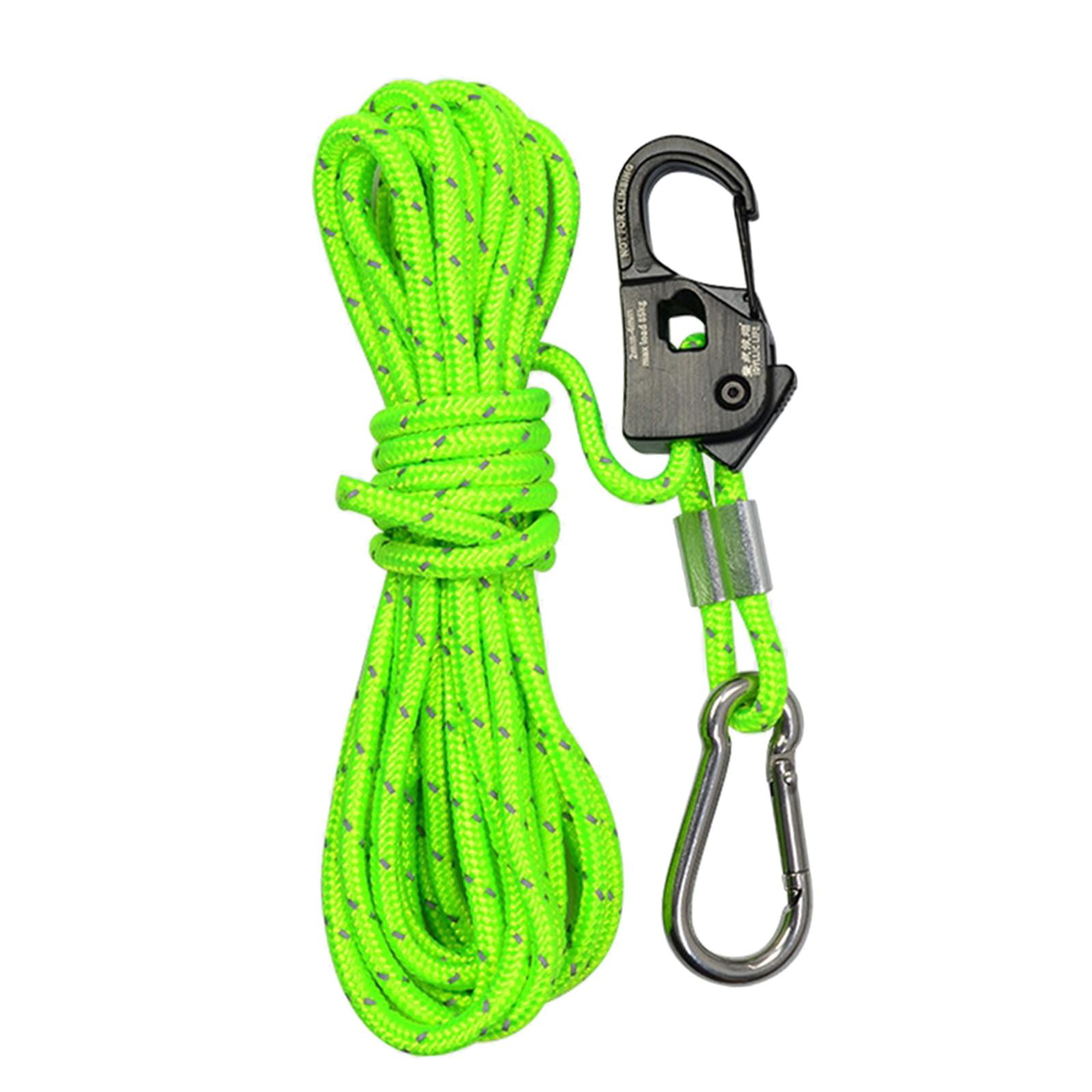 4mm Tent Guy Rope with Pulley Aluminum Alloy Self Locking Adjuster Heavy Duty Nylon Tent Lanyard