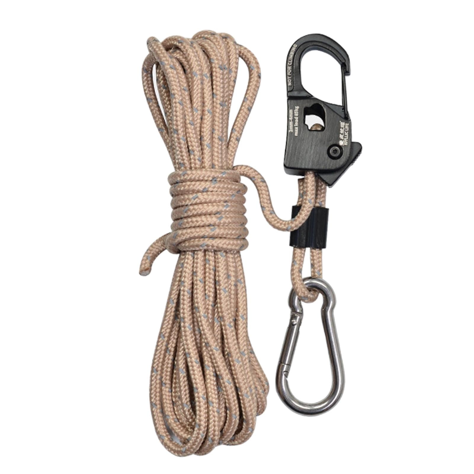 4mm Tent Guy Rope with Pulley Aluminum Alloy Self Locking Adjuster ...