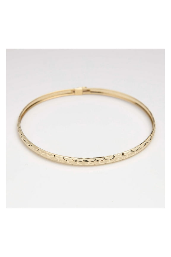4mm Textured Women's Adult Bangle Bracelet 10K Yellow Gold, 2.25 Gr - Goldum NYC