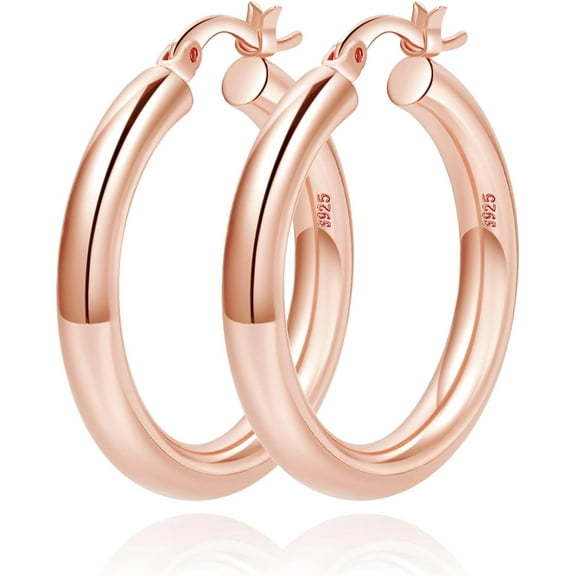 4mm Thick Gold Chunky Earrings Steling Silver Post Hoops Earrings For Women Hollow Tube Hoops Earrings Thick Gold Hoop Earrings Hypoallergenic Lightweight Gold Hoop Large Earrings 20/30/40/50/60MM