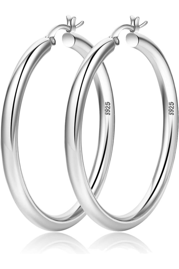 4mm Thick Gold Chunky Earrings Steling Silver Post Hoops Earrings For Women Hollow Tube Hoops Earrings Thick Gold Hoop Earrings Hypoallergenic Lightweight Gold Hoop Large Earrings 20/30/40/50/60MM