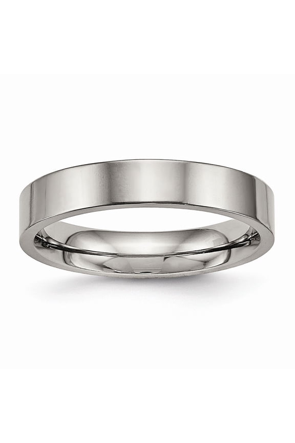4mm Titanium Polished Flat Comfort Back Ring - Size 9.5