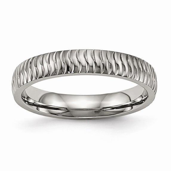 4mm Titanium Polished Textured Ring - Size 9