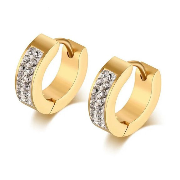 4mm Titanium Steel Ear Buckle Women's 18K Gold Plated AAA Cubic Zircon Earrings
