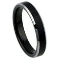 thumbnail image 1 of 4mm Tungsten Carbide BBlack IP Plated Brushed Center High Polished Steel Color Beveled Edge Wedding band Ring for Men and Ladies, 1 of 6
