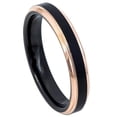 thumbnail image 1 of 4mm Tungsten Carbide BTwo-Tone Black IP Rose Gold IP Brushed Center Stepped Edge Wedding band Ring for Men and Ladies, 1 of 6