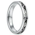 thumbnail image 1 of 4mm Tungsten Carbide Ring for Men Women Steel Color Inlaid Meteorite Fragment Flat Ring, 1 of 5