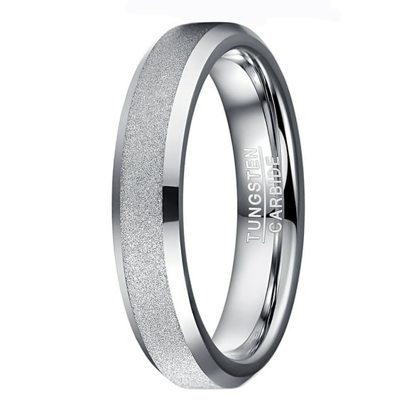 4mm Tungsten Carbide Wedding Band Rings Sandblasted Finish for Unisex Comfort Fit Size 5 to 12